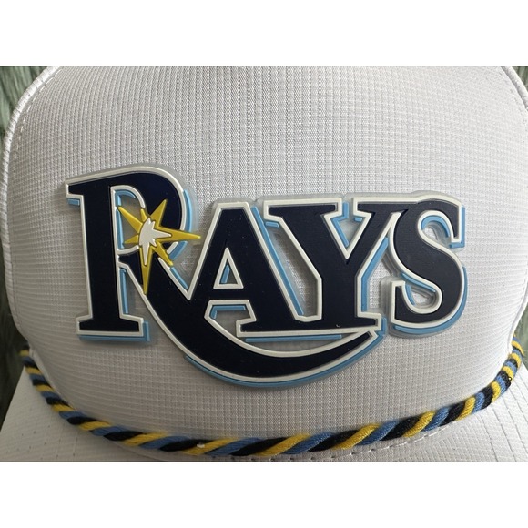 Tampa Bay Rays Adjustable Strap Mens Baseball Cap Hat White Melon Wear - Picture 4 of 9